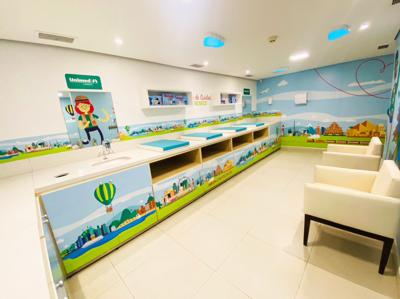 Novo fraldário do Limeira Shopping conta com a parceria da Unimed Limeira em um espaço mais confortável e alegre