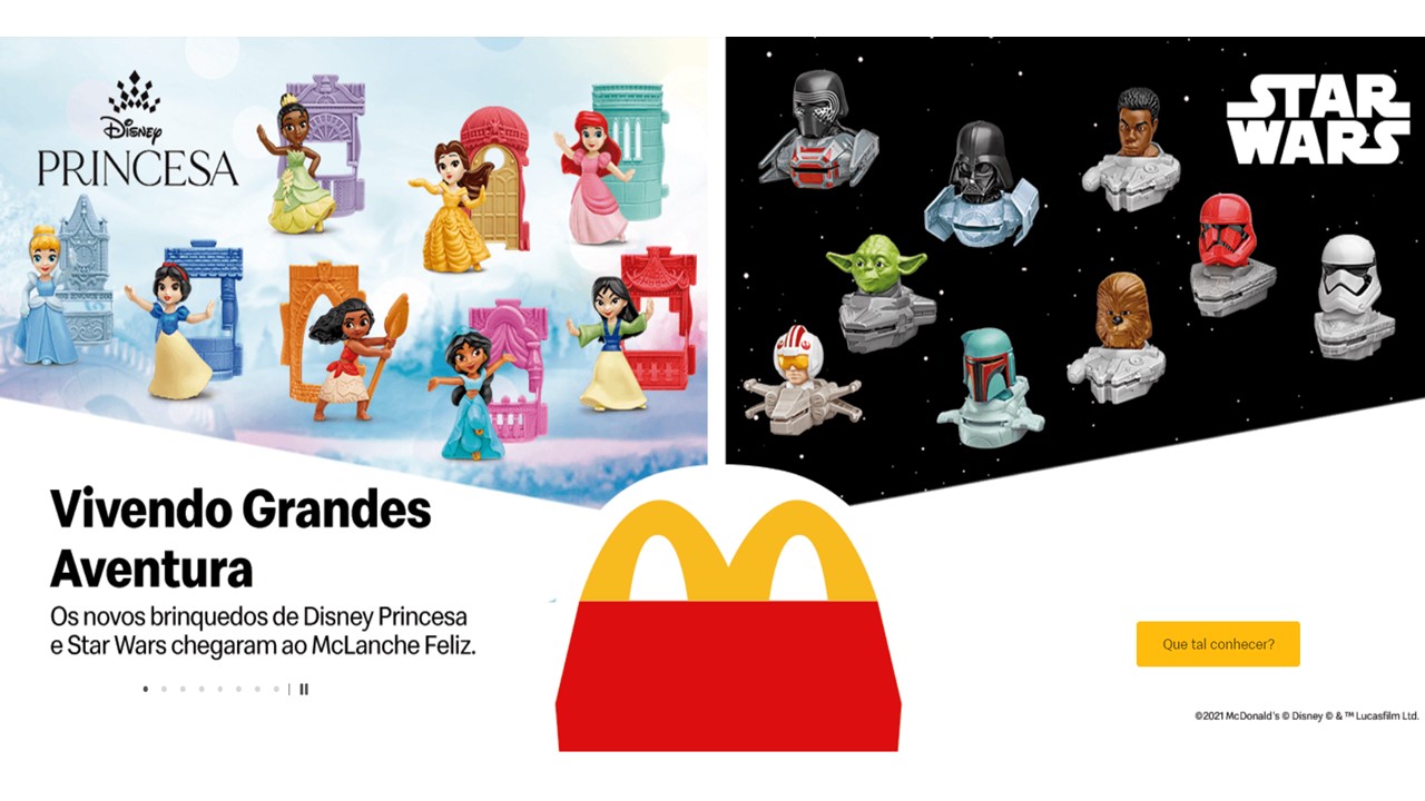 Princesas da Disney e personagens de Star Wars marcam a nova campanha do McLanche Feliz