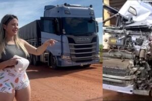 "Musa das Estradas" mostra como ficou o caminhão após o acidente