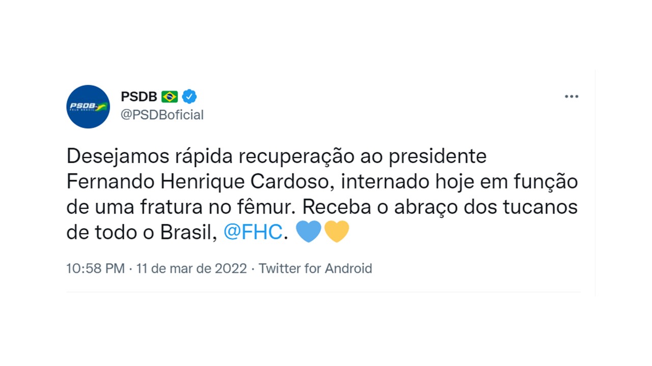 FHC é internado no Hospital Albert Einstein, em SP, após lesão no fêmur