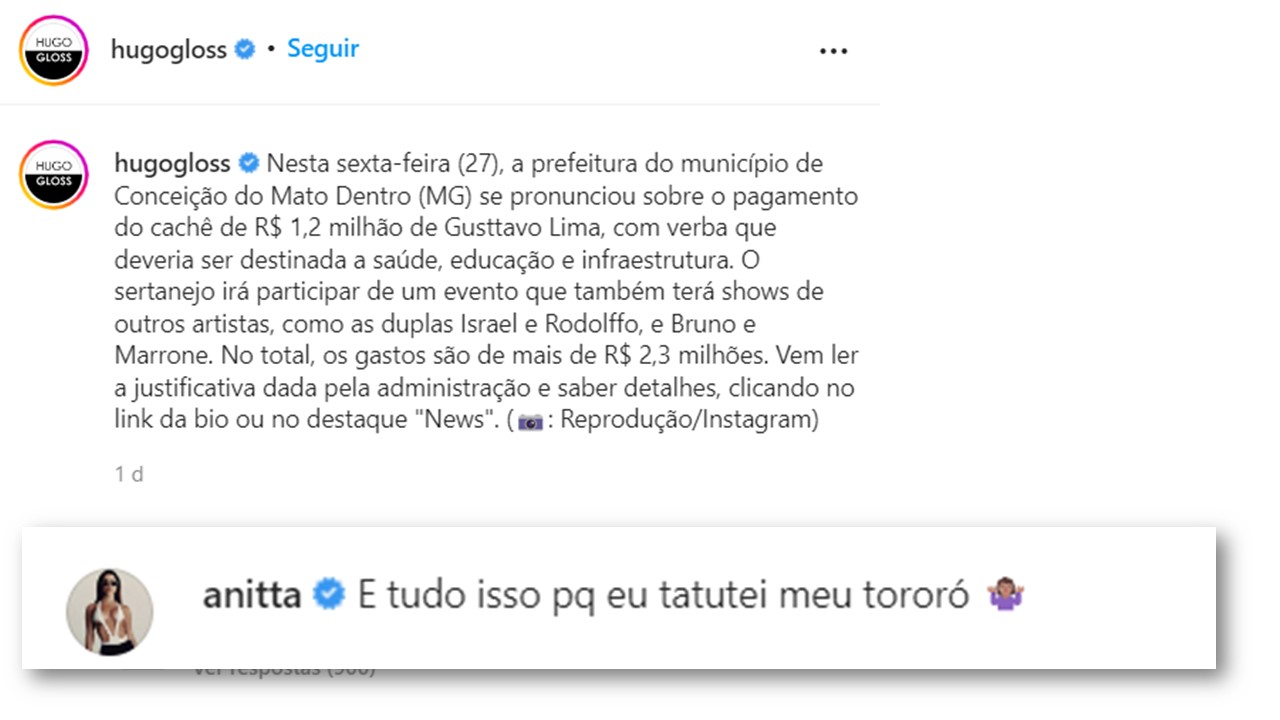 Anitta comenta polêmica no sertanejo por cachês