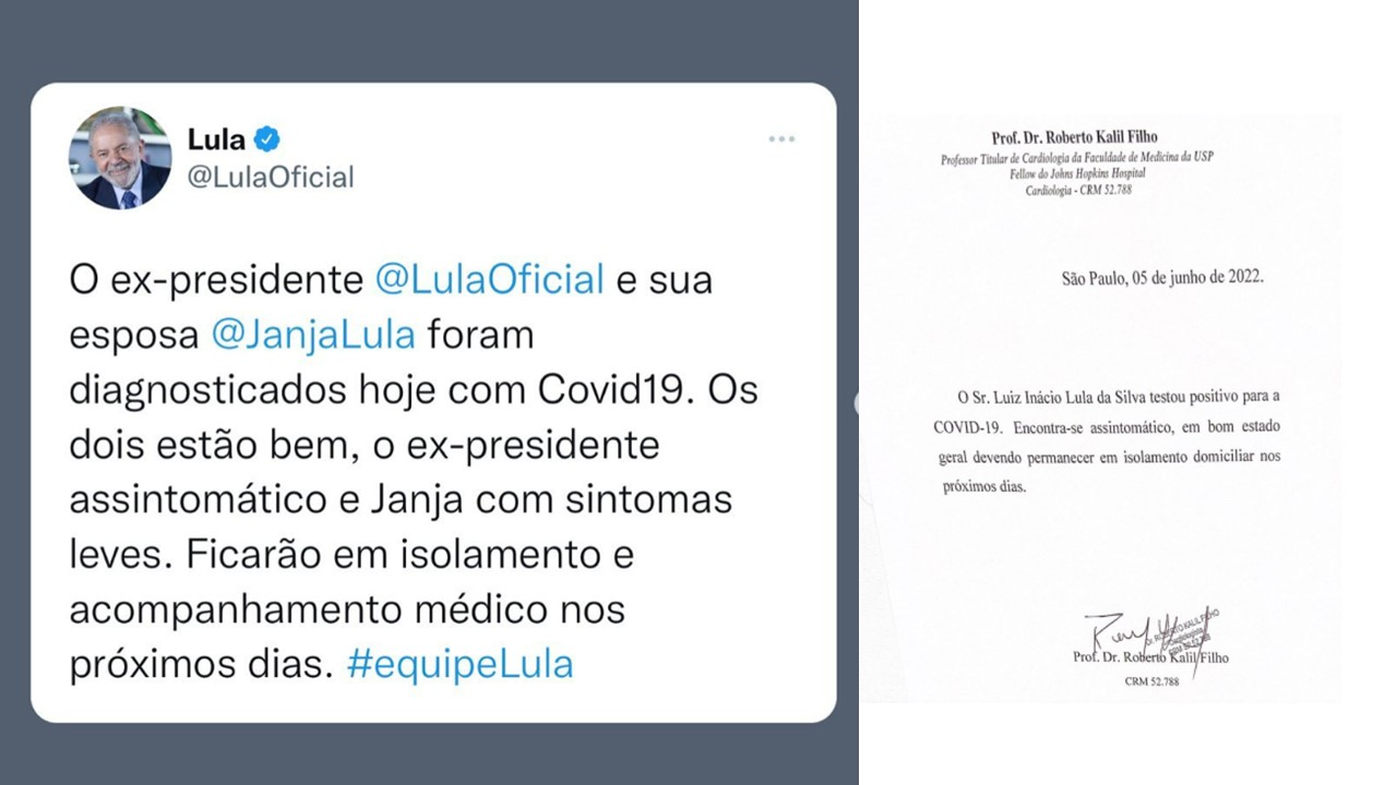 Lula e Janja testam positivo para Covid