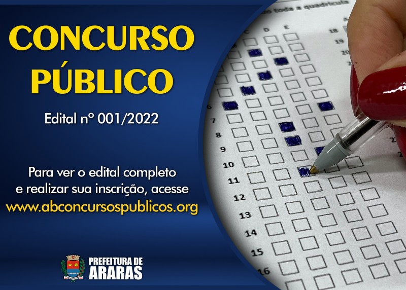Prefeitura de Araras abre inscrições de Concurso Público
