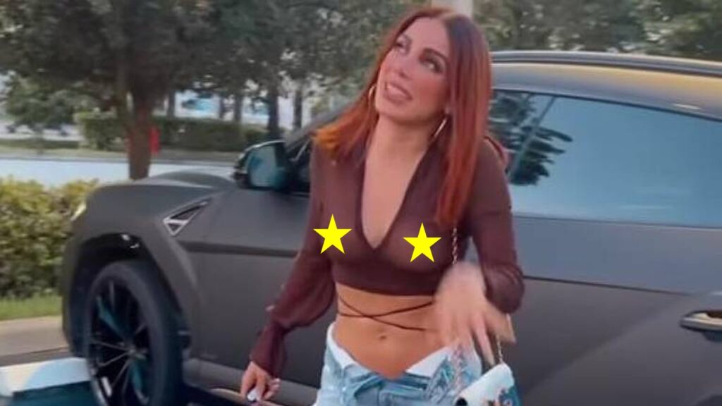 Anitta usa blusa transparente e dispensa sutiã em show de Léo Santana