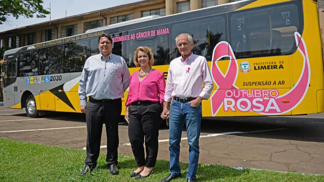 Ônibus de Limeira recebe personalização e alerta sobre Outubro Rosa