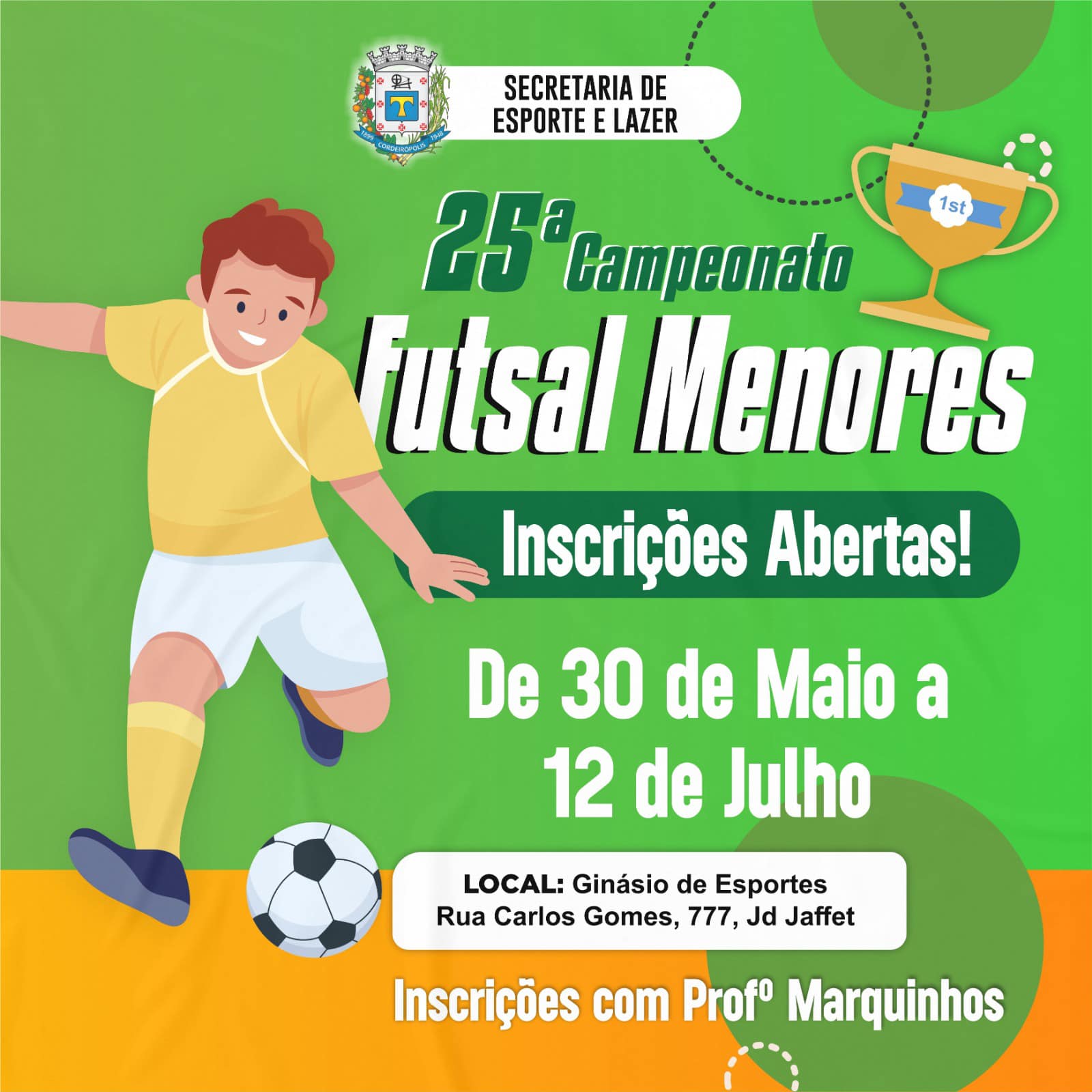 Inscrições Abertas para o 25º Campeonato de Futsal Menores