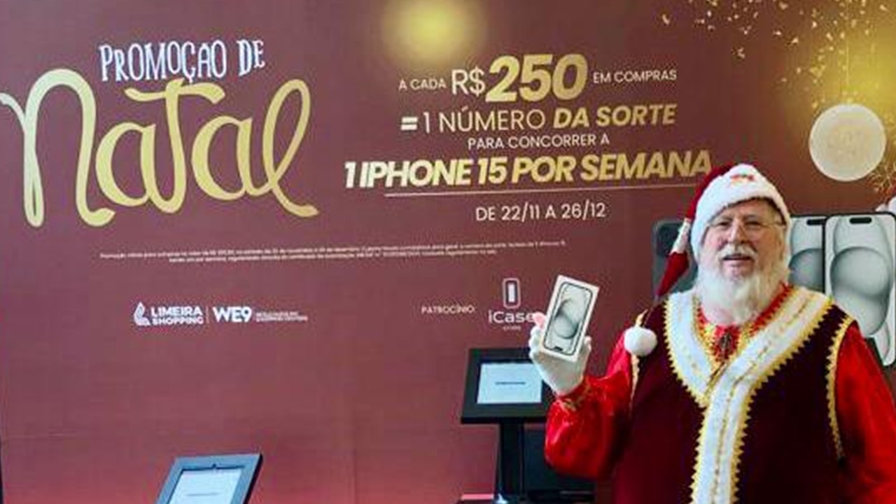 Promoção de Natal do Limeira Shopping vai sortear um iPhone 15 por semana